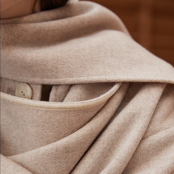 NWOT Draped-Scarf Wool Coat Short Jacket - Picture 4 of 12